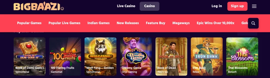 Casino Games at Big Baazi Casino