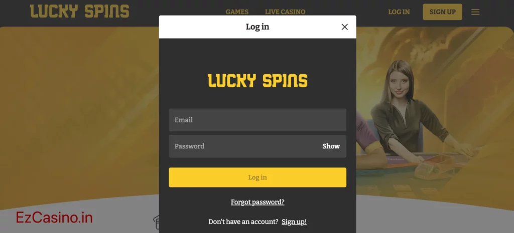 Lucky Spins Casino Review: Login Process