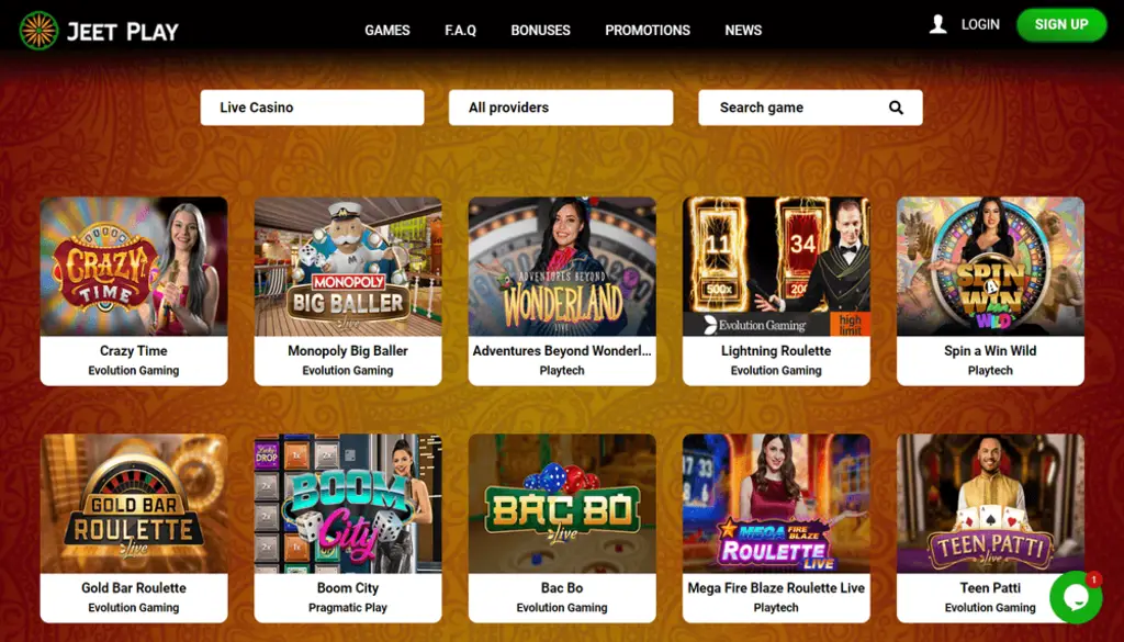 Casino Games at JeetPlay Casino Online